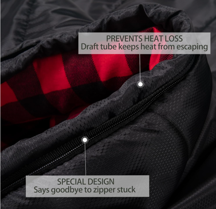 Bolso de dormir de grado 100% algodón Flanela XXL para adultos grandes y altos Tiempo frío Invierno Cero Grado Camping, bolso de compresión libre