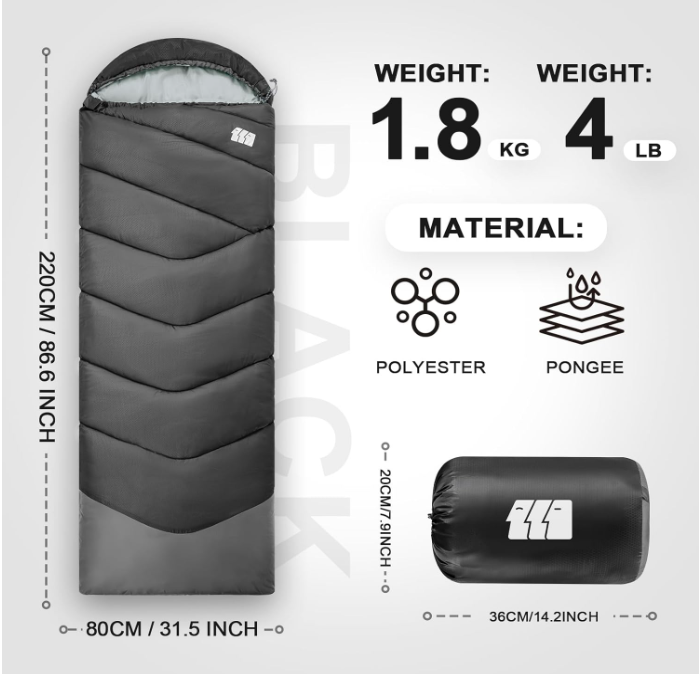 Bolsas de dormir para adultos Tiempo frío, portátil, impermeable, bolso de dormir ligero para chicas altas con bolso de compresión para acampar caliente, senderismo, al aire libre e interior