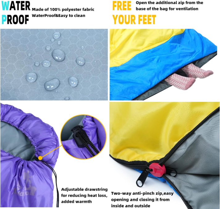 Bolsas de dormir para adultos niños - 3 temporada frío y cálido Tiempo impermeable Camping bolsos de dormir - bolsos de dormir ligeros para camping senderismo Viajes al aire libre